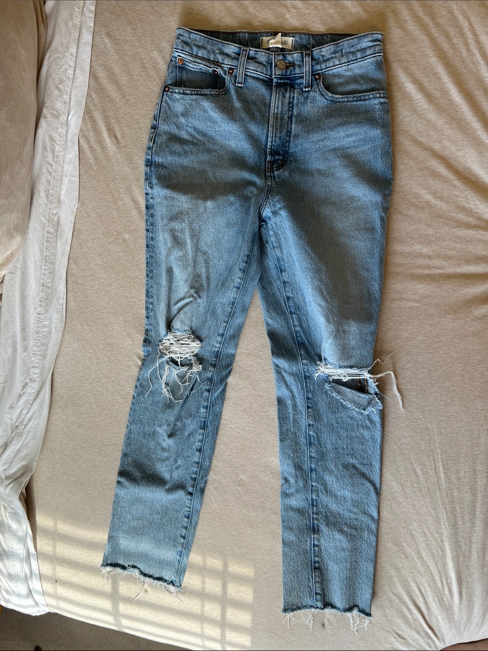 Madewell Light Blue Ripped Skinny Jeans